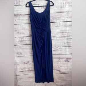 LAUREN RALPH LAUREN TWIST FRON MT JERSEY LONG  EVENING GOWN DRAPED WAIST SIZE 12